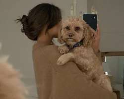 Smith has adopted a furry dog whom she says her best friend.